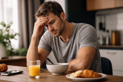 Stressed morning at the kitchen table