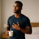 Man in morning routine