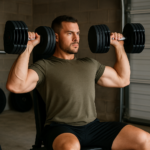 Man working out with adjustable dumbbells