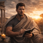 Contemplative philosopher at sunset