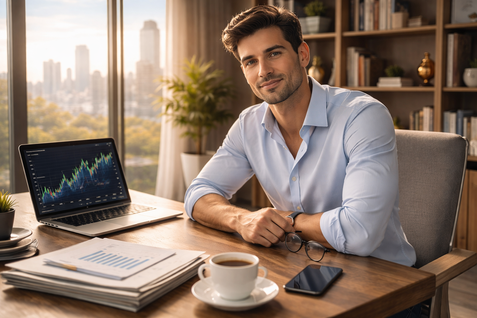 Casual professional in a modern workspace