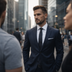 Confident professional in city setting