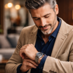 Admiring the wristwatch detail