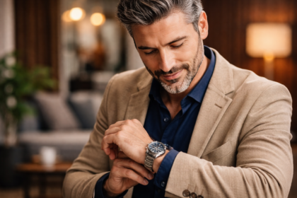 Admiring the wristwatch detail