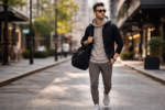 Stylish man walking in the city