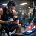 Focused on the screen in the gym