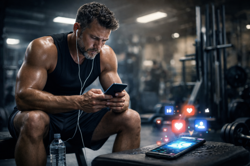 Focused on the screen in the gym