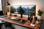 Modern home office with dual monitors