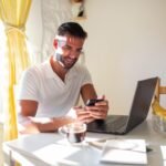 The best way to start a day, morning coffee and work at home